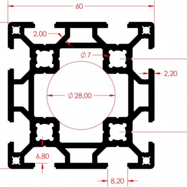 SGMA PROFL 60X60 K8 FT KANAL